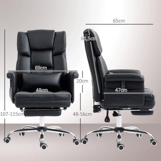 Cadeira Welltin 921-751V90BK Massagem Reposapés 155 deg