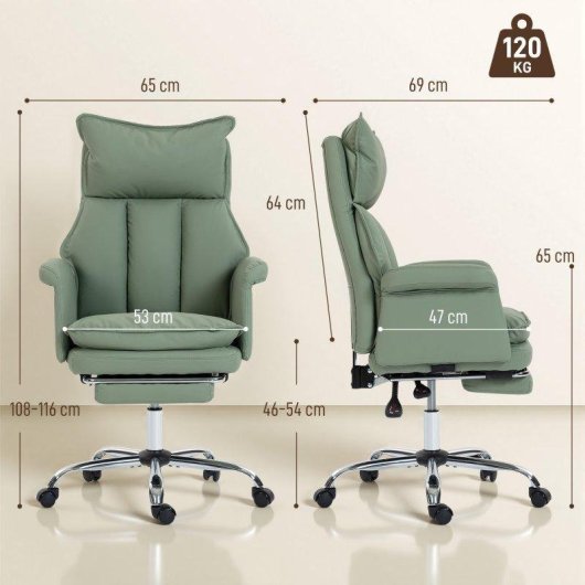 Cadeira de Escritório Welltin 921-931V00GN PU Verde 150°