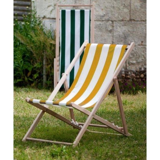 Silla Reclinable Jardin Prive Haya Maciza Amarillo Blanco Rayas