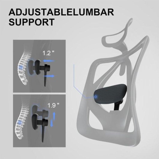Chaise ergonomique Sihoo M18 avec support lombaire triple et roulettes noires