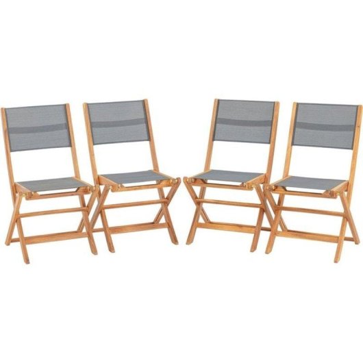 Chaise pliante NO NAME Eden Textilene Gris FSC Acacia