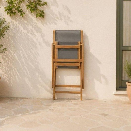 Chaise pliante NO NAME Eden Textilene Gris FSC Acacia
