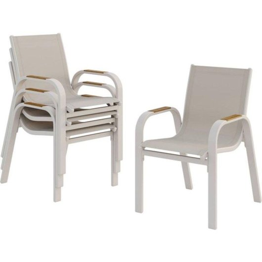 Cadeira de exterior VIANEA Aluminium branco Textilene duplo