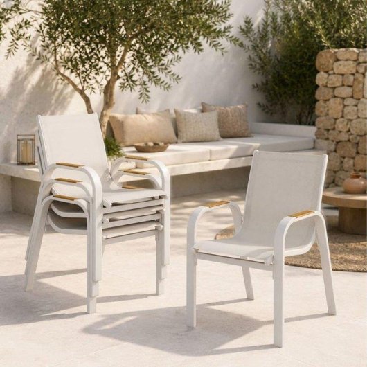 Cadeira de exterior VIANEA Aluminium branco Textilene duplo