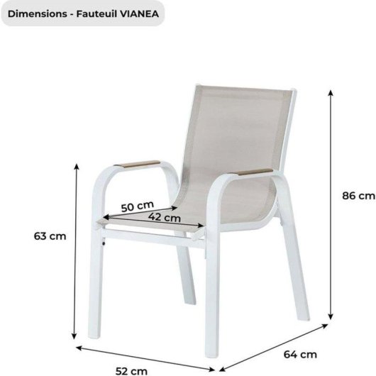 Cadeira de exterior VIANEA Aluminium branco Textilene duplo