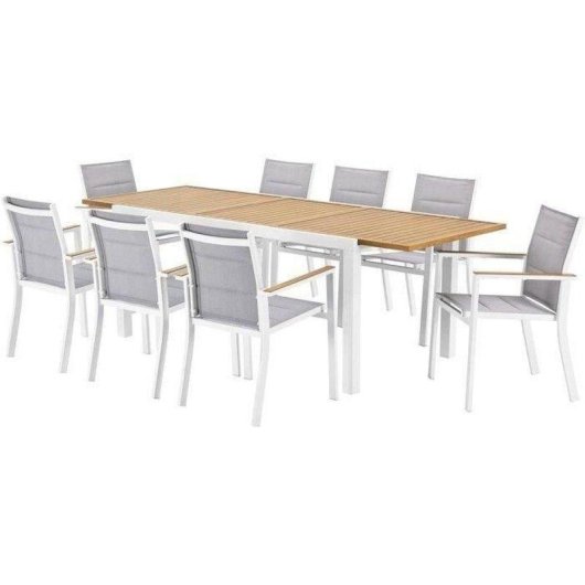 Conjunto de Jantar Exterior Louna Sabaideco Extensivel Alumínio 8 Lugares