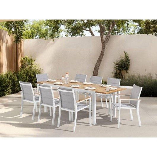 Conjunto de Jantar Exterior Louna Sabaideco Extensivel Alumínio 8 Lugares