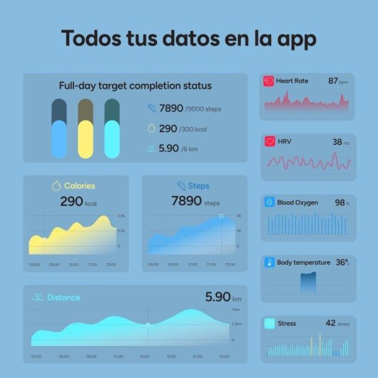 Pulsera de actividad Ksix Vitalis Go Bluetooth Azul Autonomía 40 días Monitor salud 5ATM