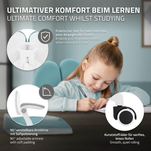 Silla Giratoria Infantil ML Design Doble Respaldo Petróleo Regulable