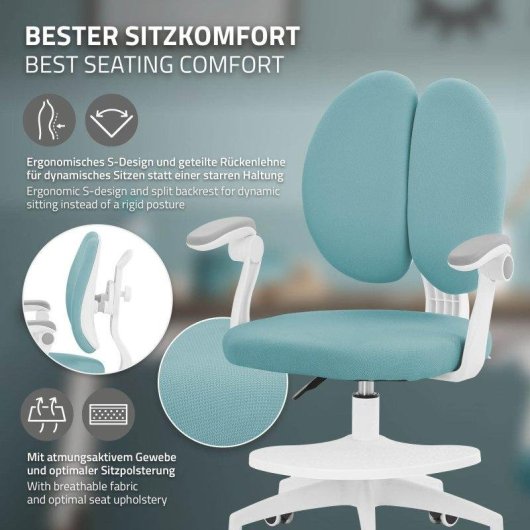 Silla Giratoria Infantil ML Design Doble Respaldo Petróleo Regulable