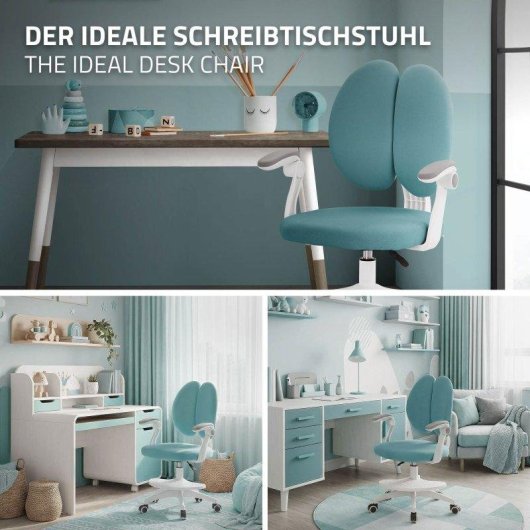 Silla Giratoria Infantil ML Design Doble Respaldo Petróleo Regulable