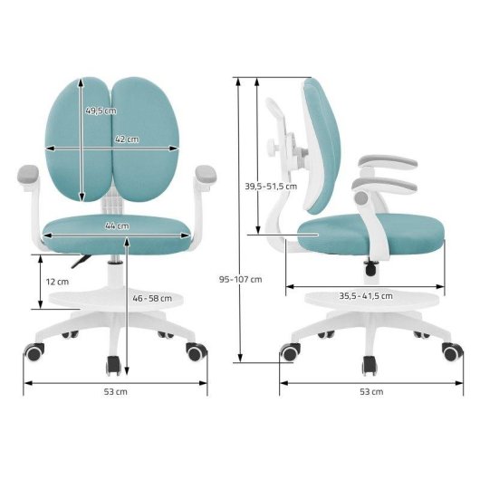 Silla Giratoria Infantil ML Design Doble Respaldo Petróleo Regulable