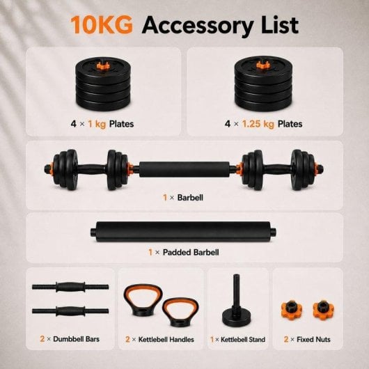 Kit Fed Halteres Conectados V2 10 kg Barra e Pesos Russos