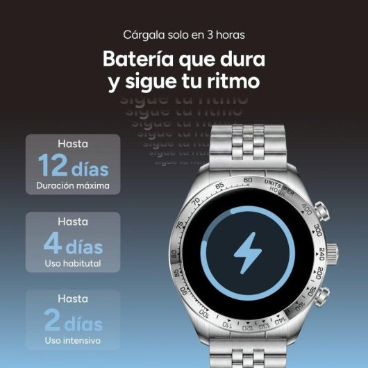 Ksix Elite Go Bluetooth 1,43" Plata Correa Acero IP67 SpO2 Pulsómetro Monitor Sueño