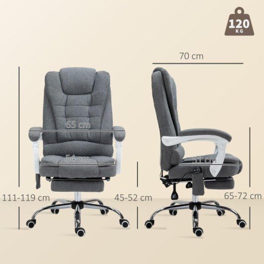 Silla de Oficina Welltin con Masaje y Calefacción Gris 120 kg