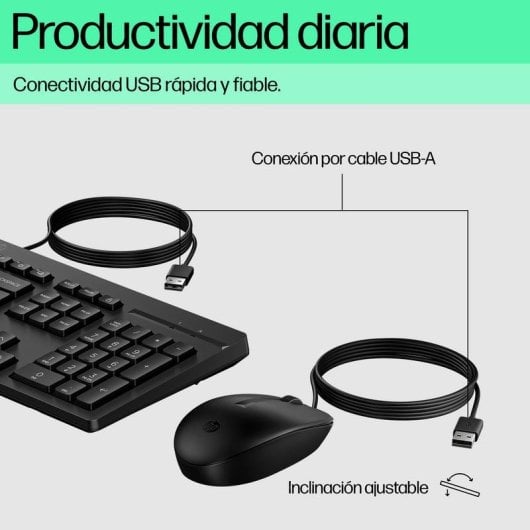 Tastatur HP 225 Komplett kabelgebunden mit optischer USB-Maus schwarz ambidextrös