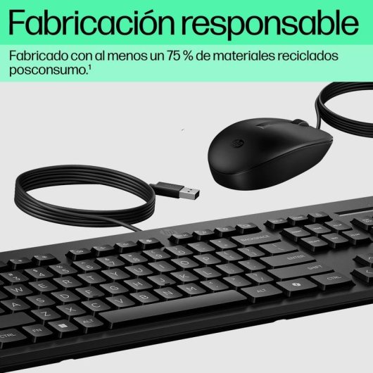Tastatur HP 225 Komplett kabelgebunden mit optischer USB-Maus schwarz ambidextrös