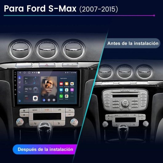 JUNSUN Autoradio 2+64GB CarPlay Android Auto GPS WiFi para Ford S-Max WA6 2006-2014