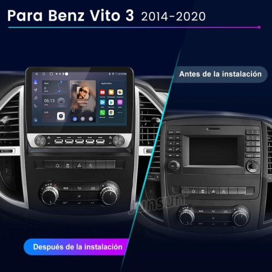 Autoradio JUNSUN 10.1 Carplay Android Auto GPS Mercedes Vito