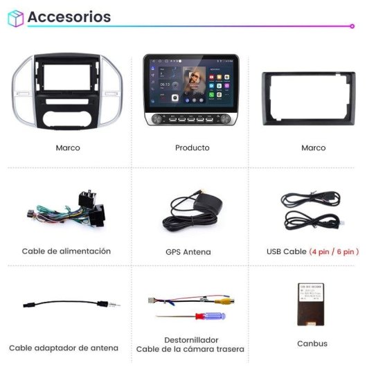 Autoradio JUNSUN 10.1 Carplay Android Auto GPS Mercedes Vito
