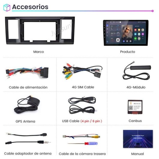 Autoradio JUNSUN Android 15 9" 6GB/128GB CarPlay Android Auto para VW Caravelle T6/T6.1