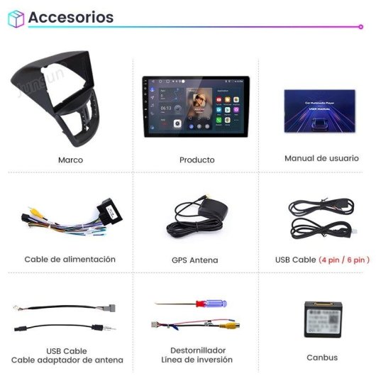Autoradio JUNSUN para Peugeot 207 Android 15 2GB 64GB CarPlay Bluetooth GPS 9"