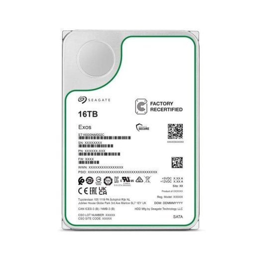 Disco Rígido Seagate Exos 16TB HDD 7200rpm SATA III