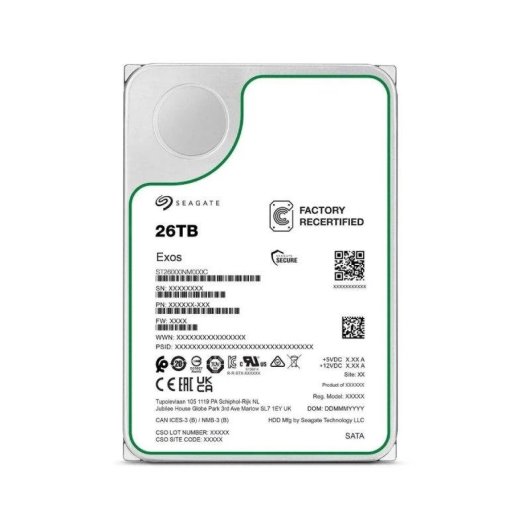 Disco Rígido Seagate Exos ST26000NM000C 26TB HDD 7200rpm SATA III