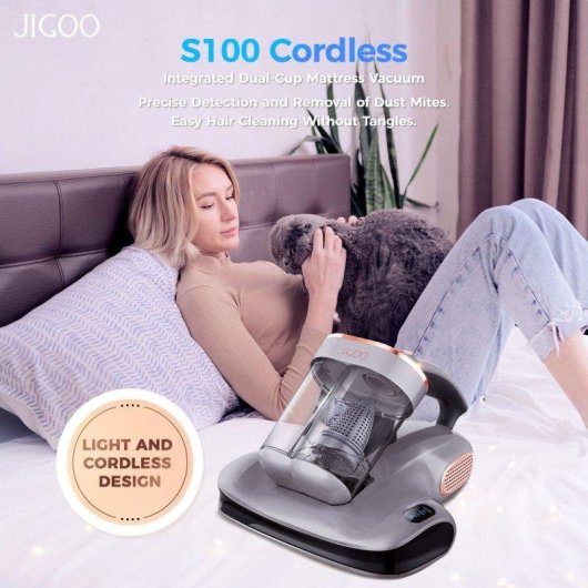 Aspirateur sans Fil JIGOO S100 150W 10 kPa 20 min UV-C 55°C Double Réservoir