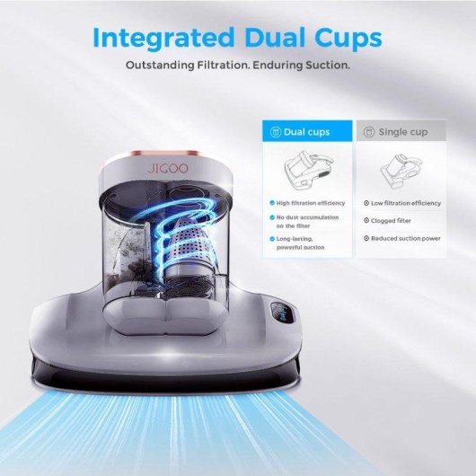Aspirateur sans Fil JIGOO S100 150W 10 kPa 20 min UV-C 55°C Double Réservoir