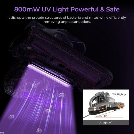 Aspirapolvere JIGOO T600 700W Doppio Serbatoio Antiacari 99,99% Grigio