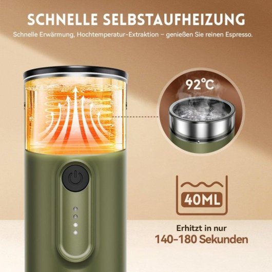 Tragbare Espresso-Kaffeemaschine Hydrofast PO-100 7800mAh 15 Bar kabellos