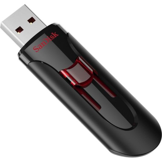 Unidad flash USB SanDisk Cruzer Glide 64GB USB 3.0 retráctil negra y roja
