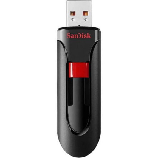 Unidad flash USB SanDisk Cruzer Glide 64GB USB 3.0 retráctil negra y roja