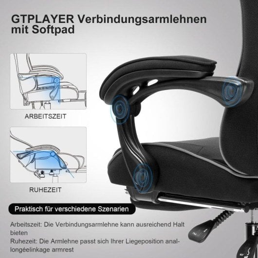 Sedia Gaming GTPLAYER Poggiapiedi Massaggio USB Regolabile