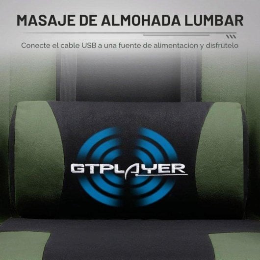 Sedia GTPLAYER Gaming Reposapiedi Massaggio Lombare Tessuto Verde