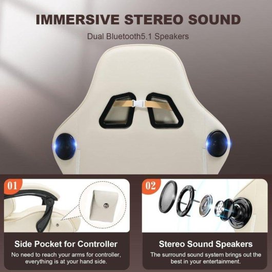Cadeira GTPLAYER Gaming Ergonomica com Altavoces Reposapes