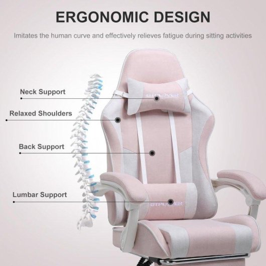 Sedia Gaming GTPLAYER Ergonomica con Poggiapiedi Massaggio Lombare