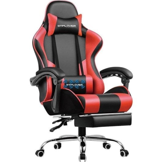 Sedia GTPLAYER Gaming Reposapiedi Regolabile Pelle Sintetica Rossa