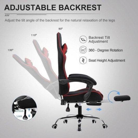 Sedia GTPLAYER Gaming Ergonomica con Riposo Piedi