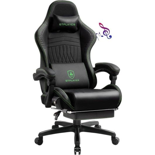 Cadeira Gaming GTPLAYER Ergonomica com Reposapies e Altifalantes Verde