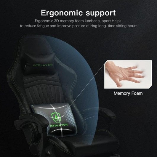 Cadeira Gaming GTPLAYER Ergonomica com Reposapies e Altifalantes Verde