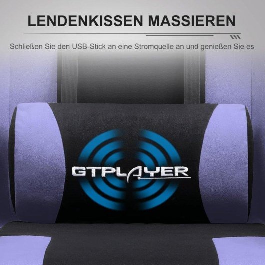 Silla Gaming GTPLAYER Ergonómica con Reposapiés y Masaje Lumbar Tela Violeta