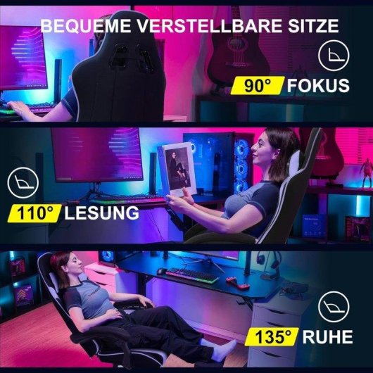 Silla Gaming GTPLAYER Ergonómica con Reposapiés y Masaje Lumbar Tela Violeta