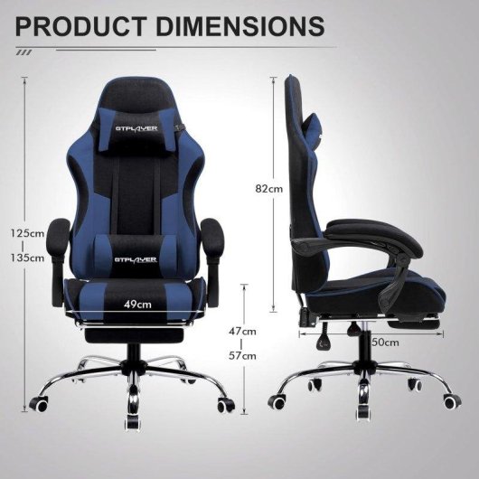 Sedia Gaming GTPLAYER Poggiapiedi Massaggio Lombare