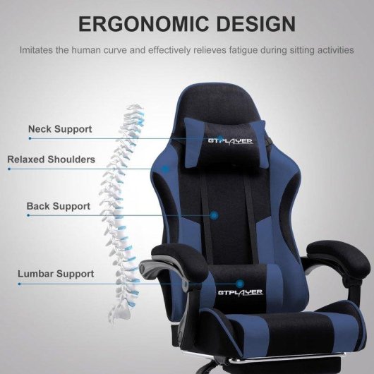 Sedia Gaming GTPLAYER Poggiapiedi Massaggio Lombare