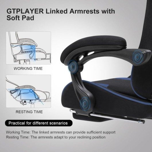 Sedia Gaming GTPLAYER Poggiapiedi Massaggio Lombare