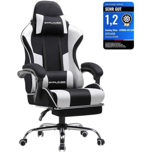 Sedia Gaming GTPLAYER con Poggiapiedi e Massaggio Lombare Regolabile