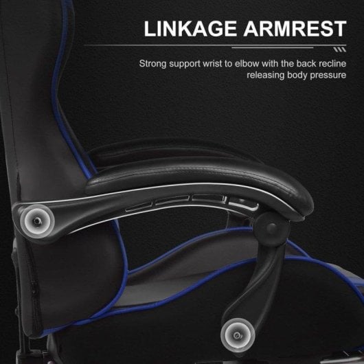 Sedia Gaming GTPLAYER Ergonomica Reposapiedi Massaggio PU Blu