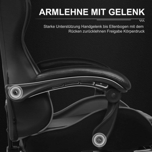 Silla Gaming GTPLAYER Ergonómica con Reposapiés y Masaje Lumbar Piel Sintética Gris